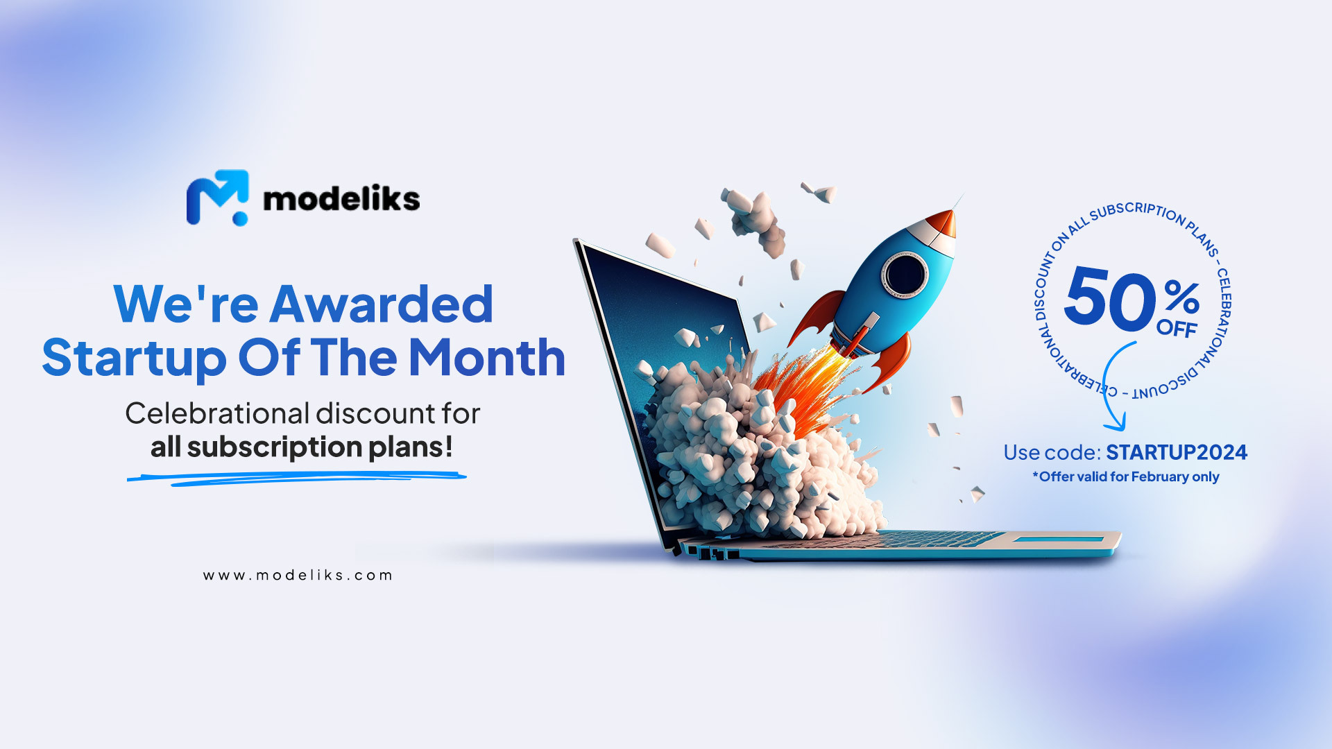 Celebrational Discount for Startup of the Month Award